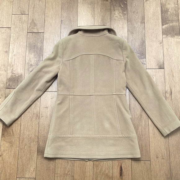 Cole Haan wool blend military trench coat jacket beige tan zipper size 4 - Picture 11 of 14